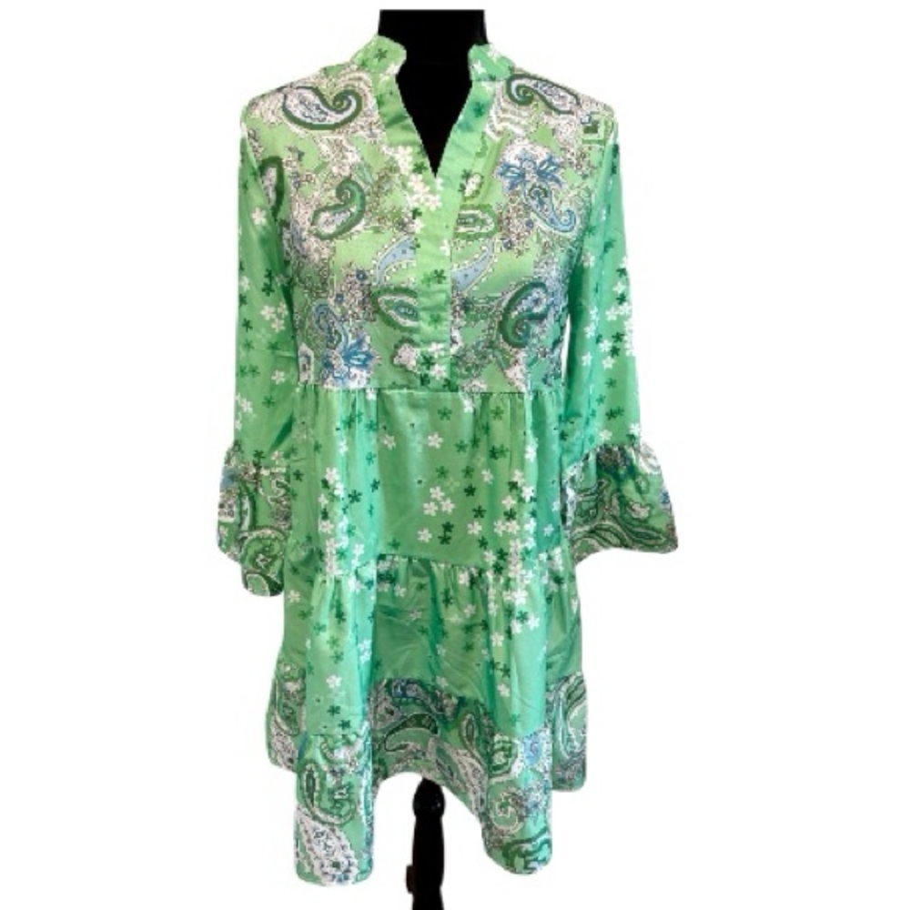 Sunday Up Green Floral Dress Small